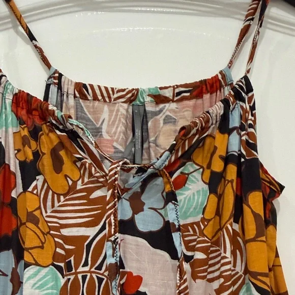 Anthropologie Floral Maxi Sundress in Rust, Mustard & Aqua - Picture 4 of 10